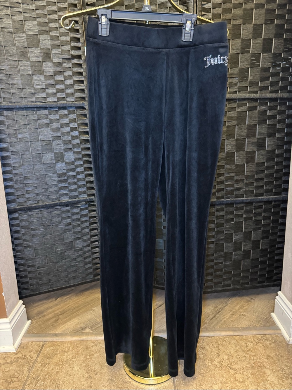 Juicy Couture Black Velour Joggers with Embroidered Logo